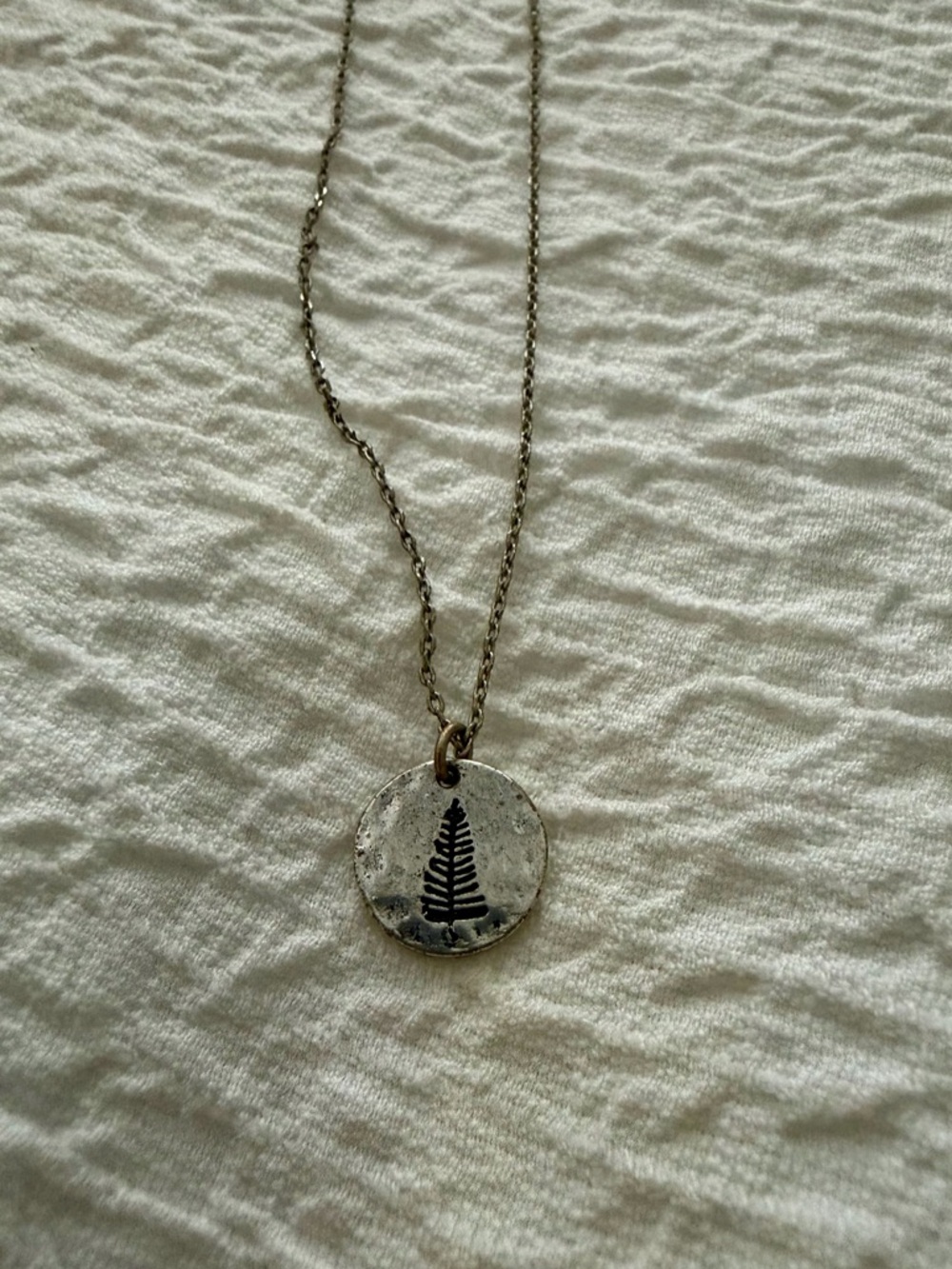 Fern Pendant Necklace in Distressed Silver-Tone